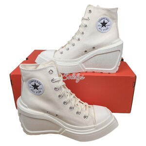 Converse Chuck 70 De Luxe Wedge Platform Egret White Canvas Sneaker Womens 8.5